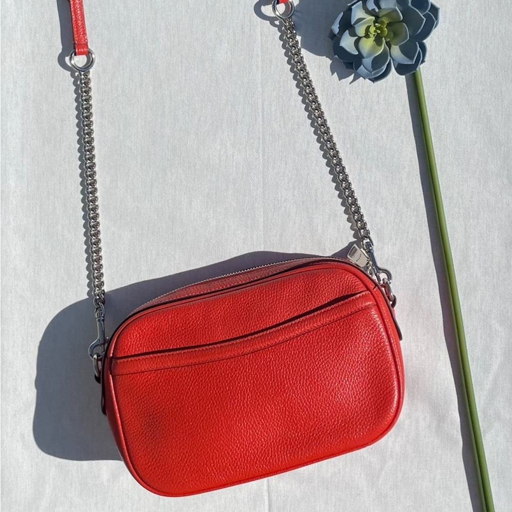 COACH Crossbody Bag Burnt Orange w/ Partial Adjustable Gold Chain Strap - Picture 3 of 7